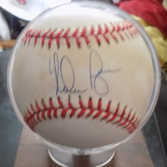 VINTAGE AMERICAN LEAGUE BASEBALL AUTOGRAPHED BY NOLAN RYAN W/ COA - Picture 1 of 4